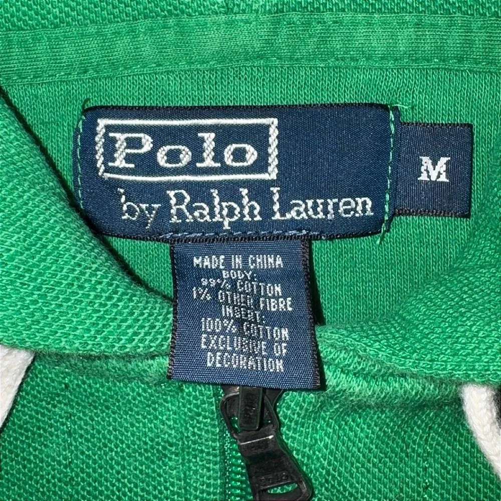 Polo Ralph Lauren Mens Green Full Zip Hoodie Orange Pony Logo Size S